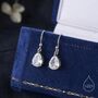 Sterling Silver Pear Cut Cz Huggie Drop Earrings, thumbnail 1 of 12