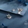 Mismatched Angel And Lyre Stud Earrings In Sterling Silver, thumbnail 6 of 12