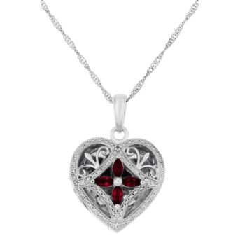 Sterling Silver Created Gemstone And Diamond Lockets, 2 of 7