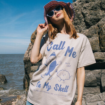 Call Me On My Shell Women's Staycation Slogan T Shirt, 4 of 4