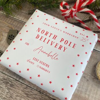 North Pole Special Delivery Personalised Wrapping Paper, 4 of 9
