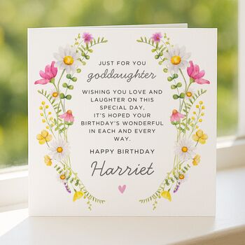 Daisy Birthday Poem Card Personalised For Goddaughter, 6 of 7