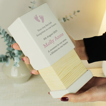 Personalised Baby Girl Memorial Wooden Urn, 2 of 7