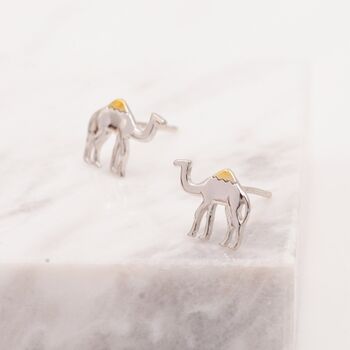 Dainty Camel Stud Earrings In Sterling Silver, 2 of 9