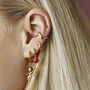 Red Enamel Heart Charm Huggie Hoop Earrings, thumbnail 1 of 9