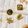 Folk Art Square Flower Enamel Pin Badge, thumbnail 7 of 8