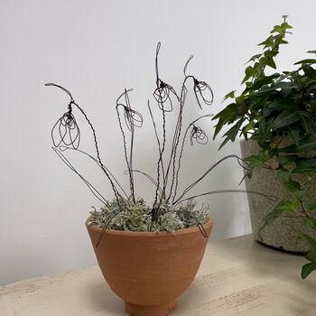 Wire Snowdrops In Handmade Egg Cup Shape Terracotta Pot, 6 of 7