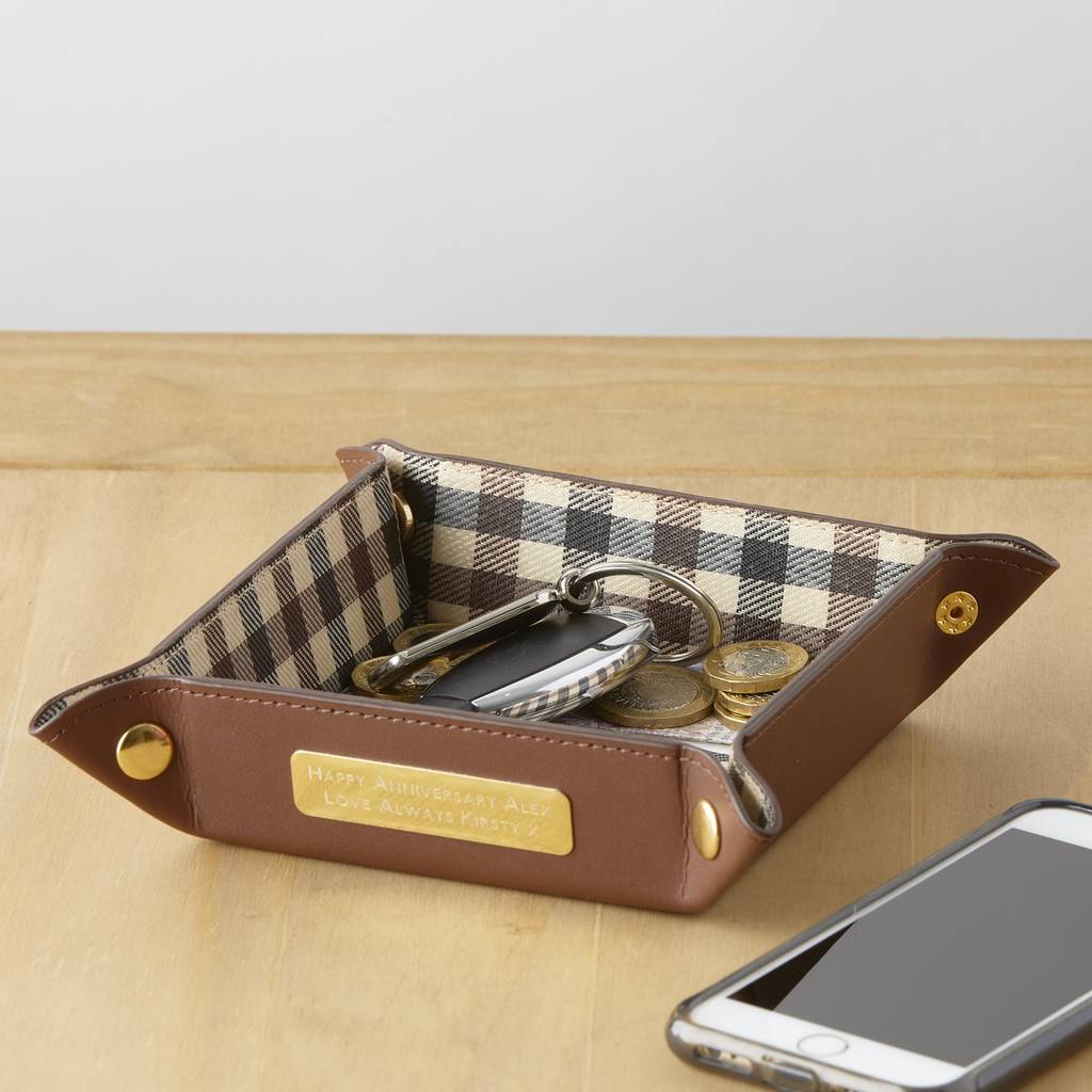 Brown Leather Coin And Travel Tray By Baby Fish