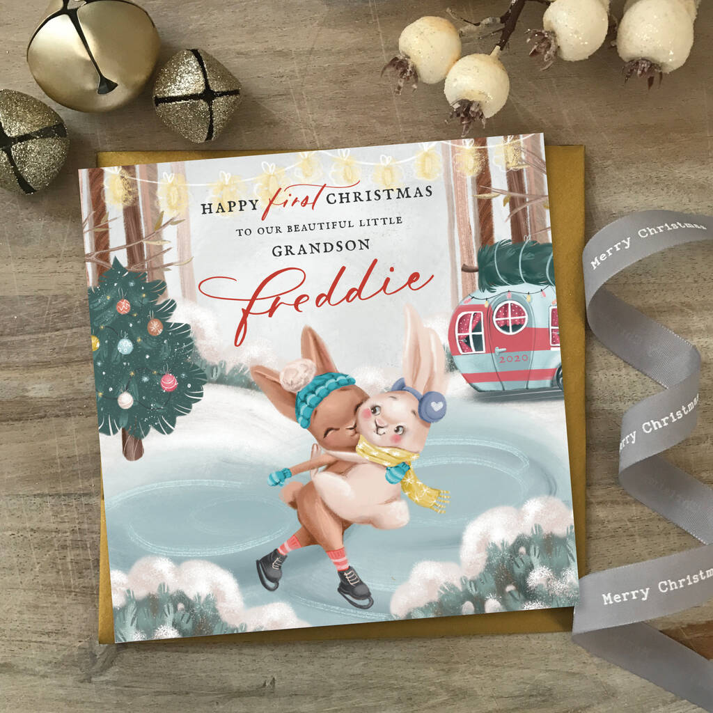 First Christmas| 1st Card For Granddaughter/Grandson Bh By Farrah &amp; Eve Paper Co