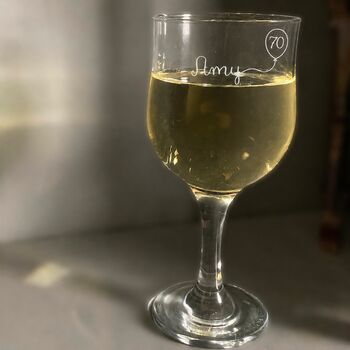 Engraved Wine Glass Personalised 70th Birthday Gift, 2 of 8
