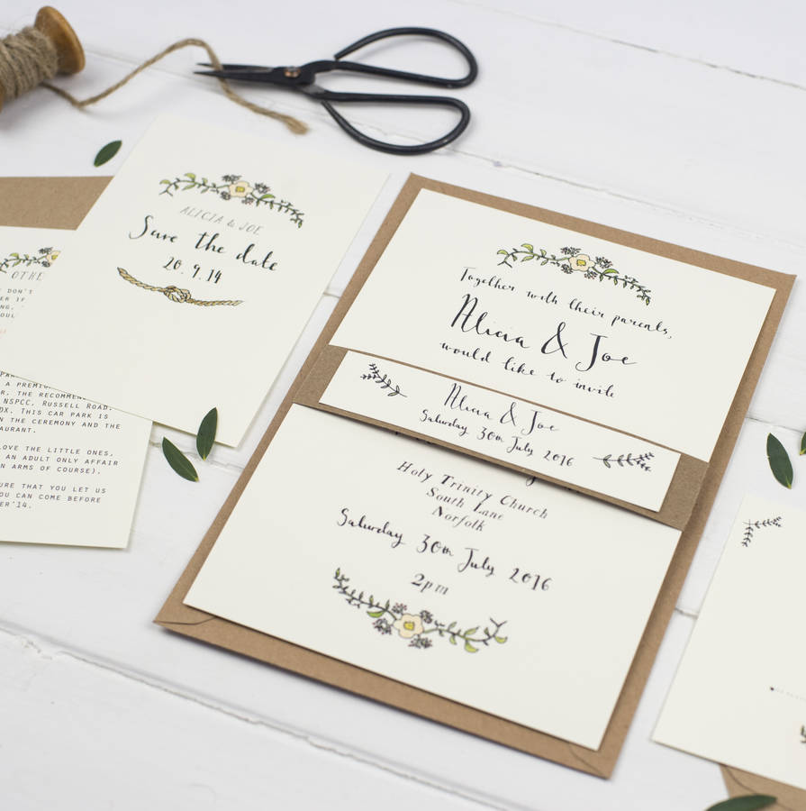 Bespoke Alicia Postcard Wedding Invitation By Wildflower