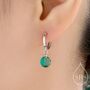 Dangle Emerald Green Cz Huggie Hoop Earrings In Sterling Silver, thumbnail 1 of 11