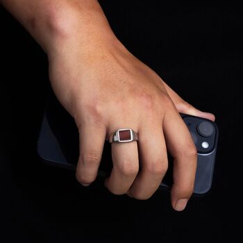 Men's Red Tigers Eye Gold Signet Ring For Men, 6 of 12