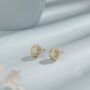 Sterling Silver Opal Cz Oval Halo Stud Earrings, thumbnail 4 of 10