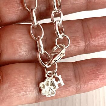 Personalised Sterling Silver Paw Print Charm Bracelet, 3 of 4