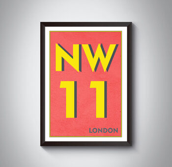 Nw11 Barnet London Typography Postcode Print, 4 of 10