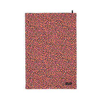Bright Orange Leopard Print Organic Cotton Tea Towel, 7 of 7