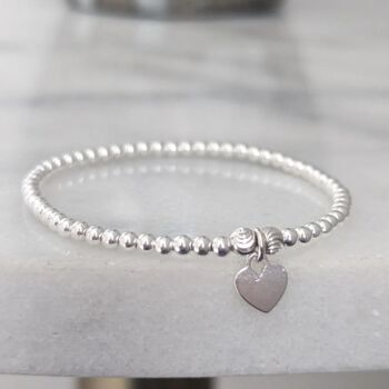 Sterling Silver Prom Night 2025 Heart Stretch Bracelet, 2 of 6