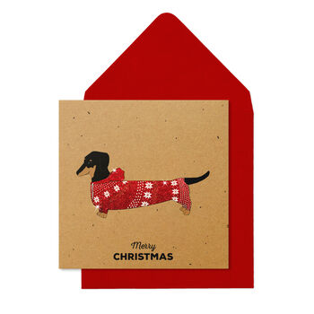 Christmas Glitter Onesie Dachshund, Box Of 10 Cards, 3 of 3