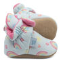 Dotty Fish Rainbow Baby Booties. Soft, Warm, Non Slip, thumbnail 6 of 7