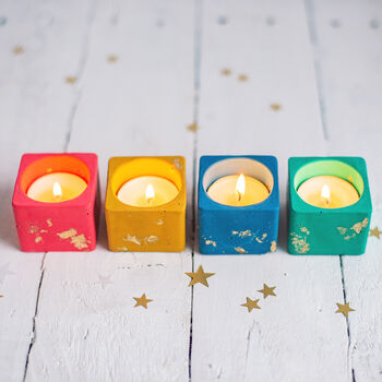 Jesmonite Tea Light Holder Set With Gold Leaf, 3 of 5