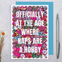 Funny Birthday Card 'Naps Are A Hobby' Joke Greeting Card, thumbnail 1 of 3
