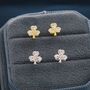 Cz Shamrock Tiny Stud Earrings In Sterling Silver, thumbnail 4 of 12