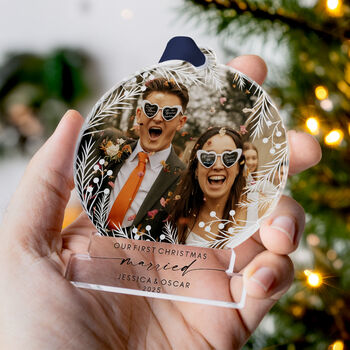 First Christmas Married Photo Ornament Acrylic 2025, 6 of 8