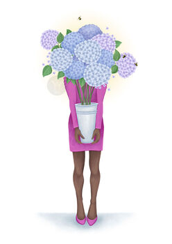 Blue Hydrangeas Flower Person Illustrated Print, 2 of 2