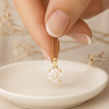Personalised 9ct Yellow Gold Cubic Zirconia Pendant Necklace: April Birthstone Gift – 5mm, 3 of 11