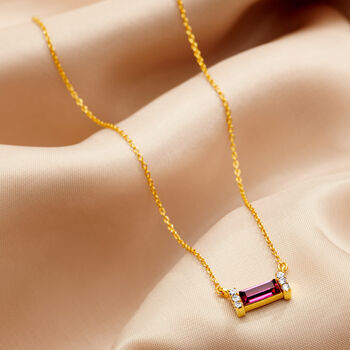 40th Wedding Anniversary Ruby Necklace In Gold Vermeil, 6 of 6