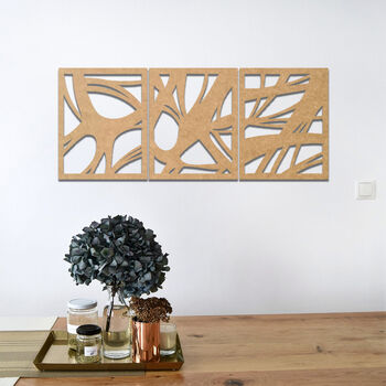 Triptych 3D Wooden Wall Panels: Modern Art Design, 7 of 9