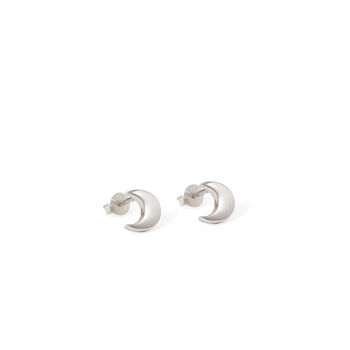 Moon Stud Earrings Sterling Silver, 3 of 4