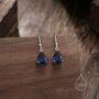 Sterling Silver Sapphire Blue Pear Cut Cz Drop Earrings, thumbnail 6 of 12