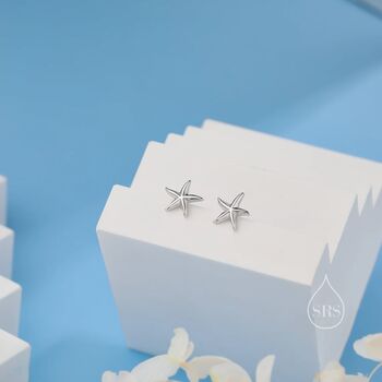 Sterling Silver Tiny Starfish Stud Earrings, 3 of 10