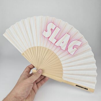 Handheld Slag In Pink Folding Fan, 3 of 3