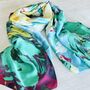 Silk Blend Summer Abstract Floral Print Scarf, thumbnail 1 of 6