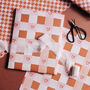 Terracotta And Pink Heart Check Gift Wrap – Wrapping Paper For Valentine’s, Anniversaries, Weddings, Birthdays And More, thumbnail 1 of 7