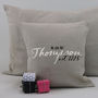 Personalised Linen Wedding Cushion Cover With Name, thumbnail 2 of 5