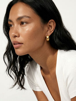 Thick Gold Quilted Hoop Earrings, 3 of 5