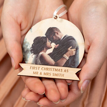 Personalised Wooden Photo Christmas Bauble Decoration, 3 of 7