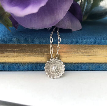 Sterling Silver Mini Sunflower Necklace, 7 of 12