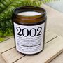 Personalised 21st 2002 Timeline Birthday Amber Candle, thumbnail 3 of 5