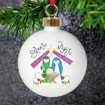 Personalised Nativity Silent Night Bauble, 2 of 4