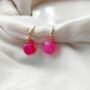 Small Square Pink Stone Hoop Earrings, thumbnail 3 of 5