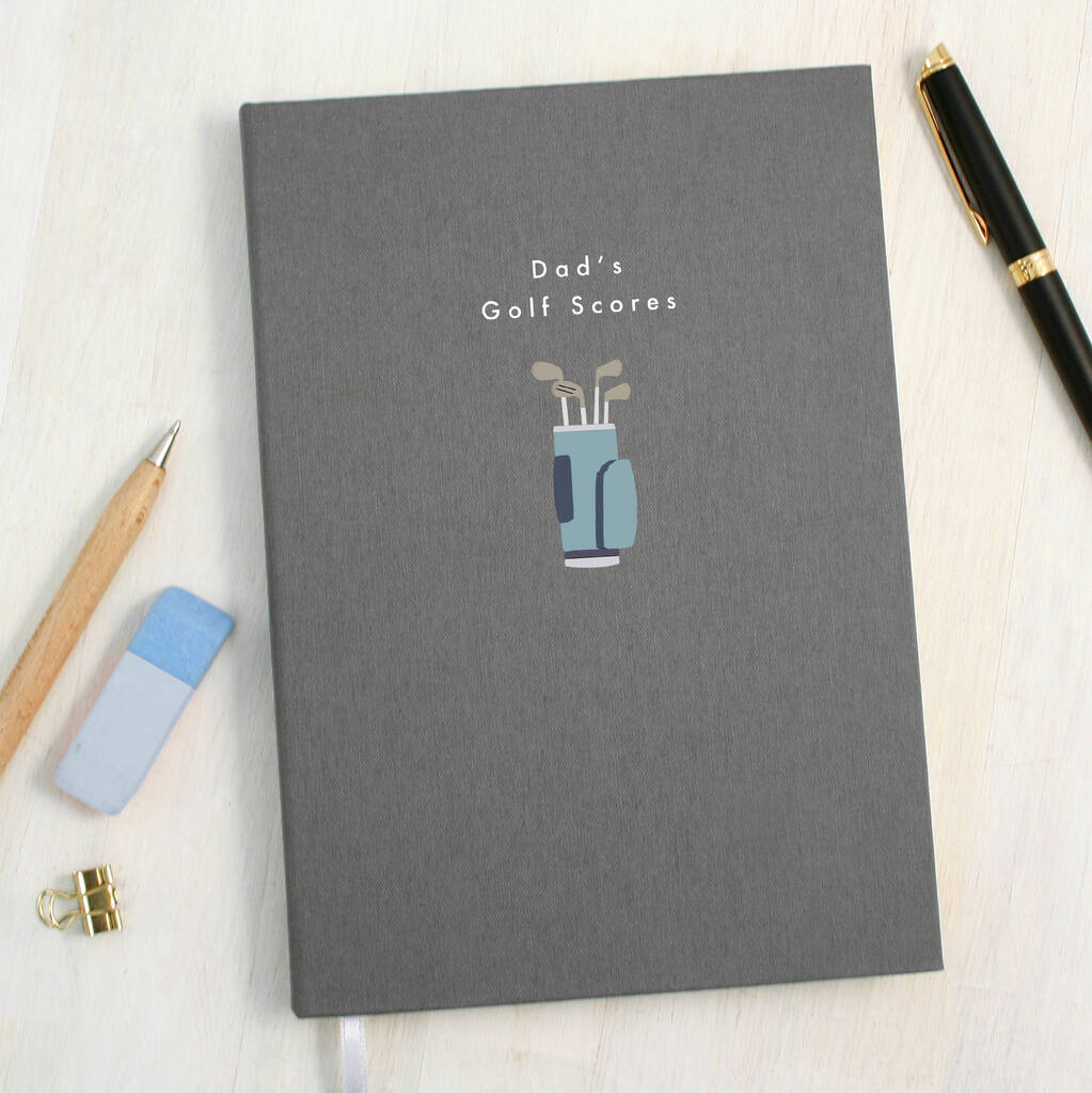 Personalised Golf Clubs A5 Cloth Bound Notebook By Made By Ellis
