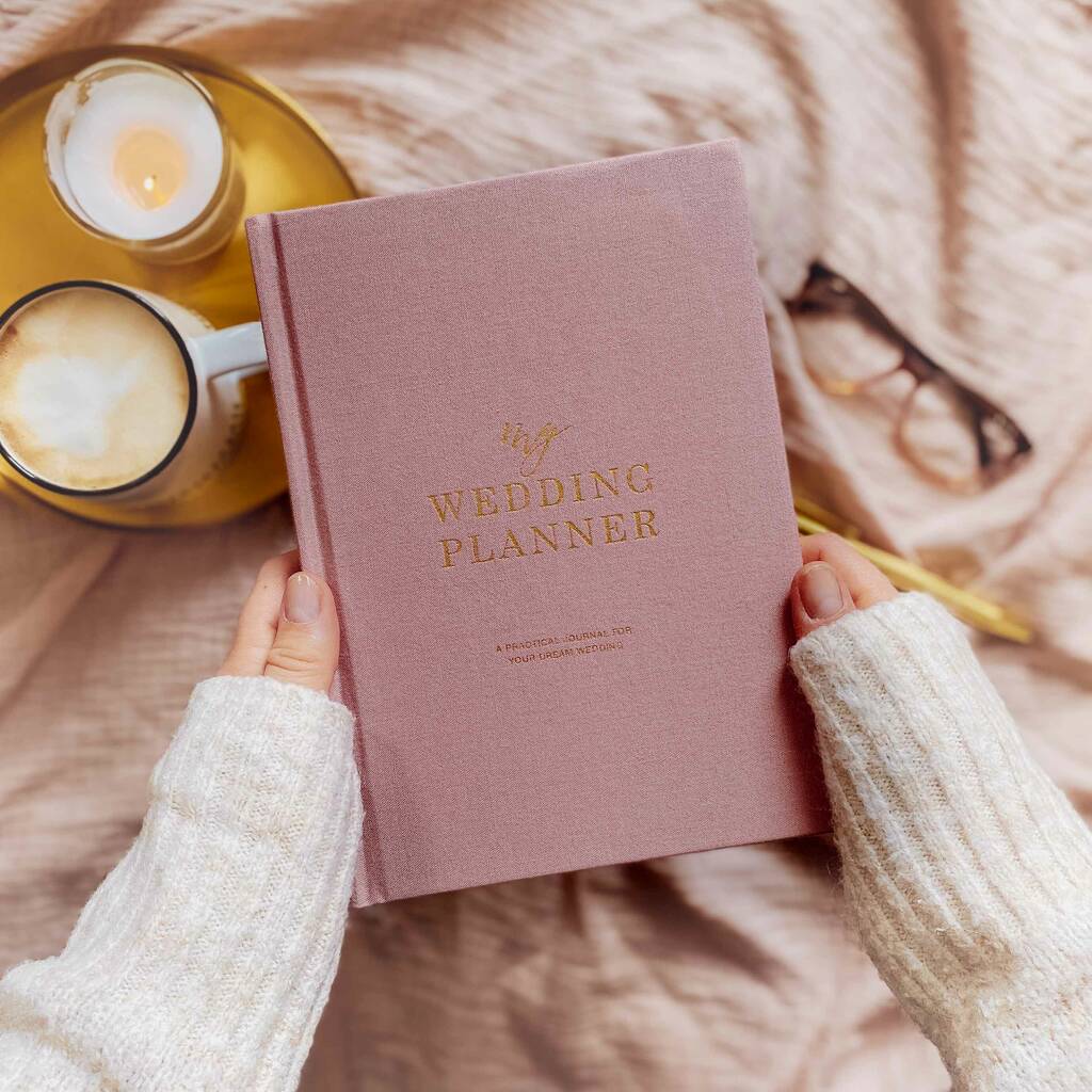 Dusty Pink Cotton Cloth Wedding Planner Book, 1 of 12