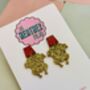 Gold Turkey Glitter Christmas Resin Earrings / Festive Jewellery / Novelty Food Jewellery / Funny Christmas Gift / Friends Sit Com Lover / Thanksgiving Gift, thumbnail 6 of 7