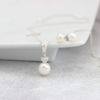 White Pearl Pendant With 6mm Stud Set, 3 of 11