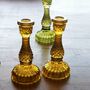 Yellow Amber Glass Dinner Candlestick Two Sizes, thumbnail 4 of 8